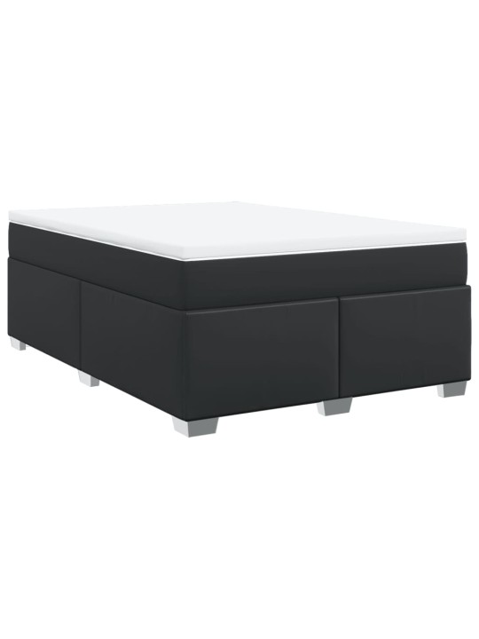 Box spring postel s matrací černá 140 x 190 cm umělá kůže