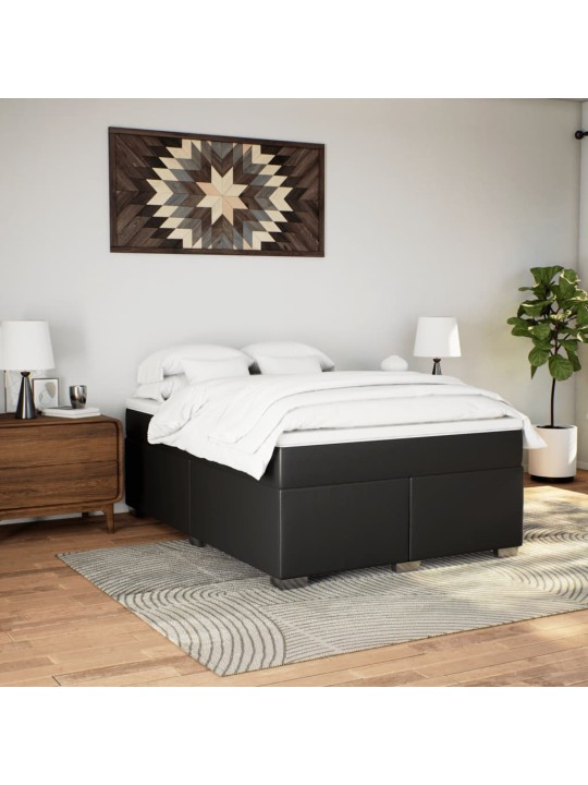 Box spring postel s matrací černá 140 x 190 cm umělá kůže