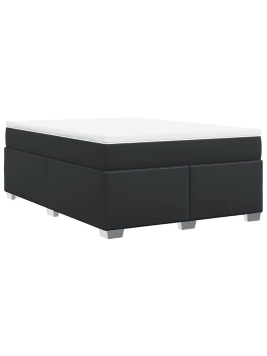 Box spring postel s matrací černá 140 x 190 cm umělá kůže