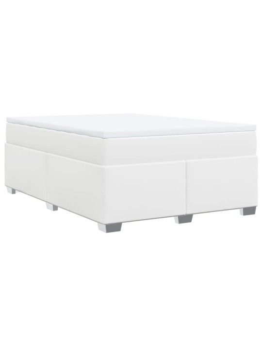 Box spring postel s matrací bílá 140 x 190 cm umělá kůže