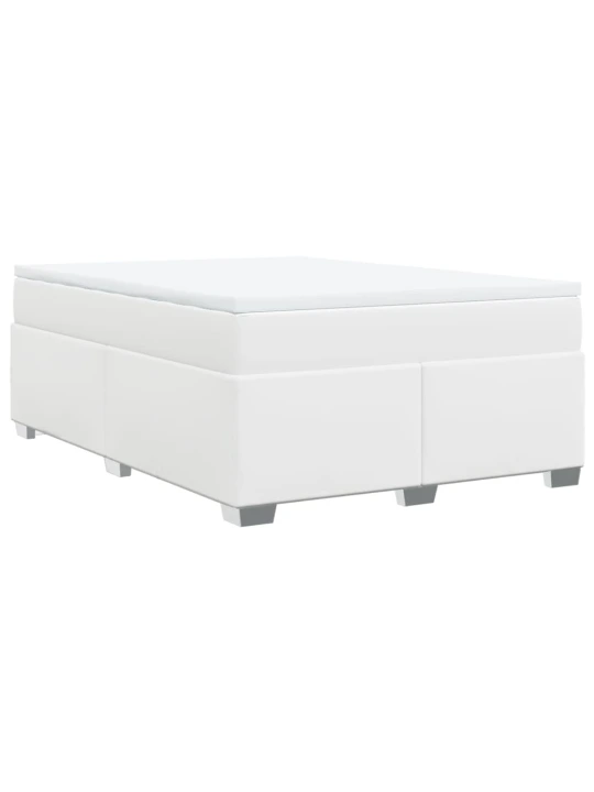 Box spring postel s matrací bílá 140 x 190 cm umělá kůže