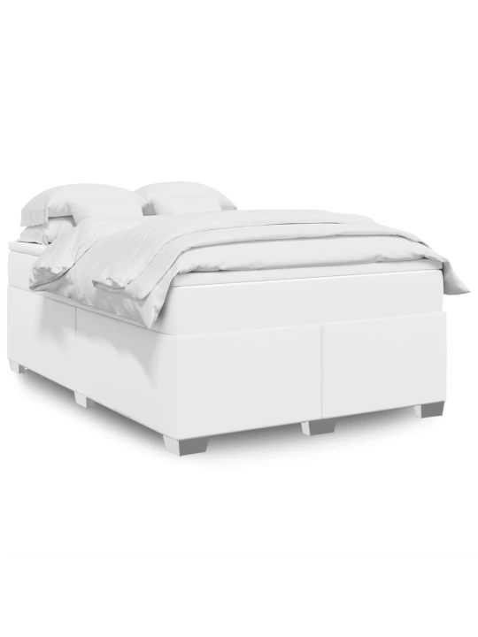 Box spring postel s matrací bílá 140 x 190 cm umělá kůže