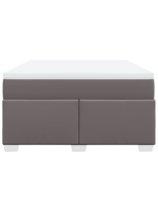 Box spring postel s matrací šedá 140 x 190 cm umělá kůže