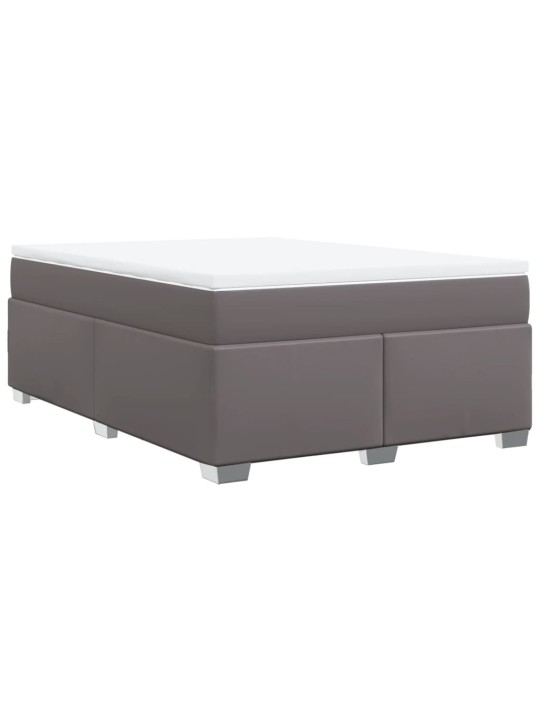 Box spring postel s matrací šedá 140 x 190 cm umělá kůže