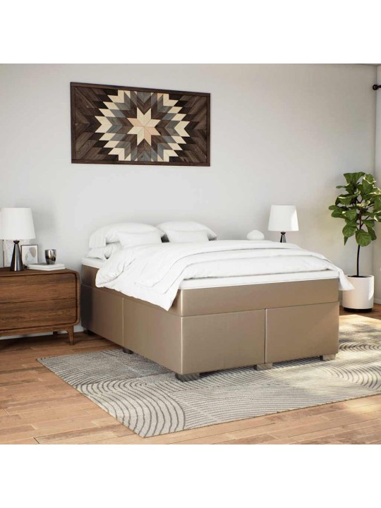 Box spring postel s matrací cappuccino 140x190 cm umělá kůže