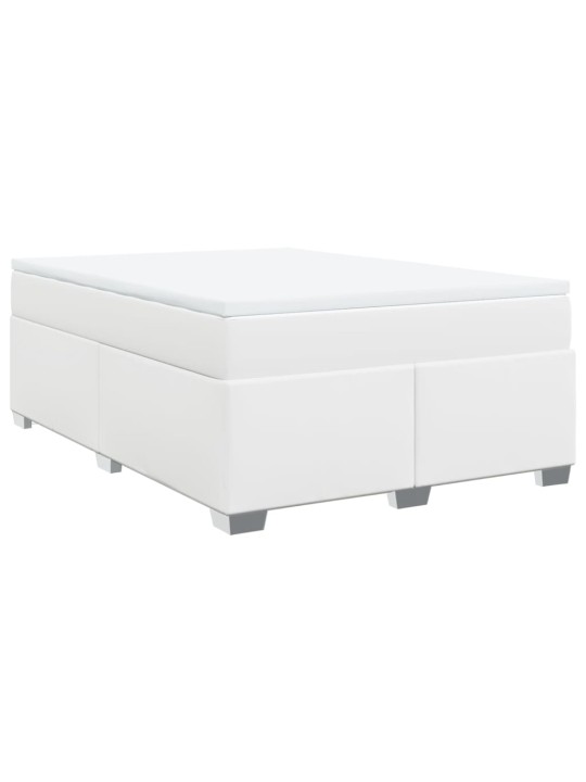 Box spring postel s matrací bílá 140x200 cm umělá kůže