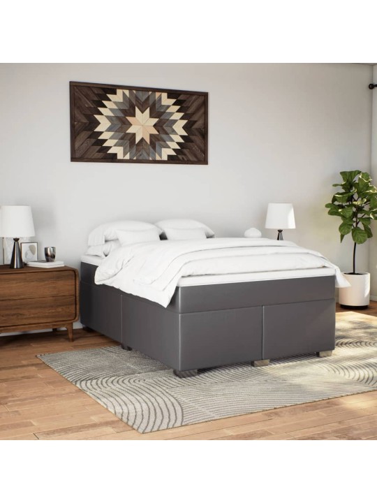 Box spring postel s matrací šedá 140x200 cm umělá kůže