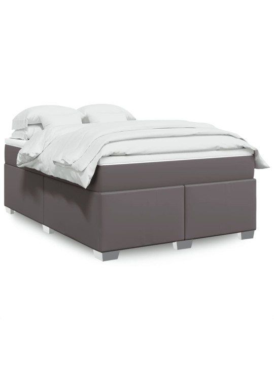 Box spring postel s matrací šedá 140x200 cm umělá kůže