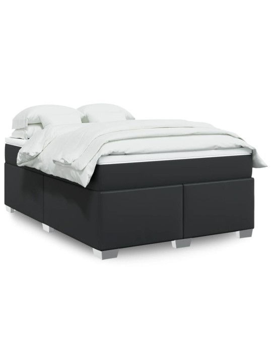 Box spring postel s matrací černá 160x200 cm umělá kůže