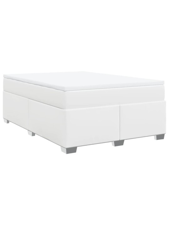 Box spring postel s matrací bílá 160x200 cm umělá kůže