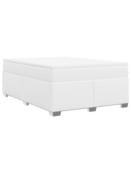 Box spring postel s matrací bílá 160x200 cm umělá kůže