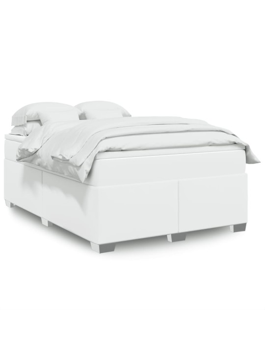 Box spring postel s matrací bílá 160x200 cm umělá kůže