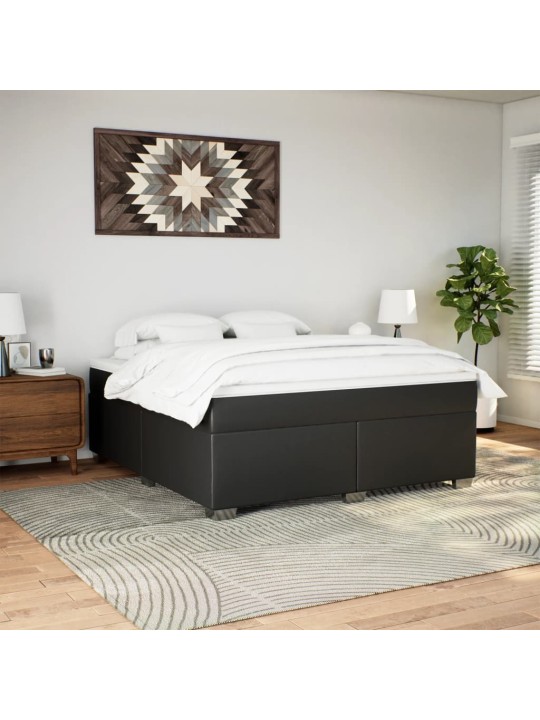 Box spring postel s matrací černá 180x200 cm umělá kůže