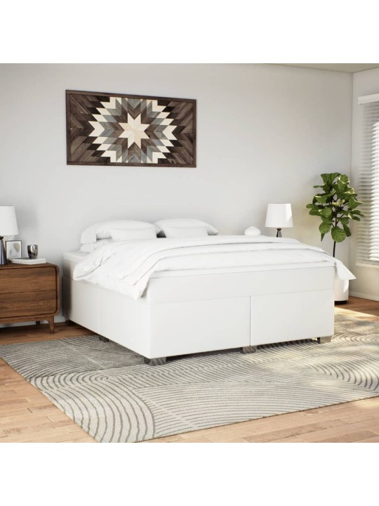 Box spring postel s matrací bílá 180x200 cm umělá kůže
