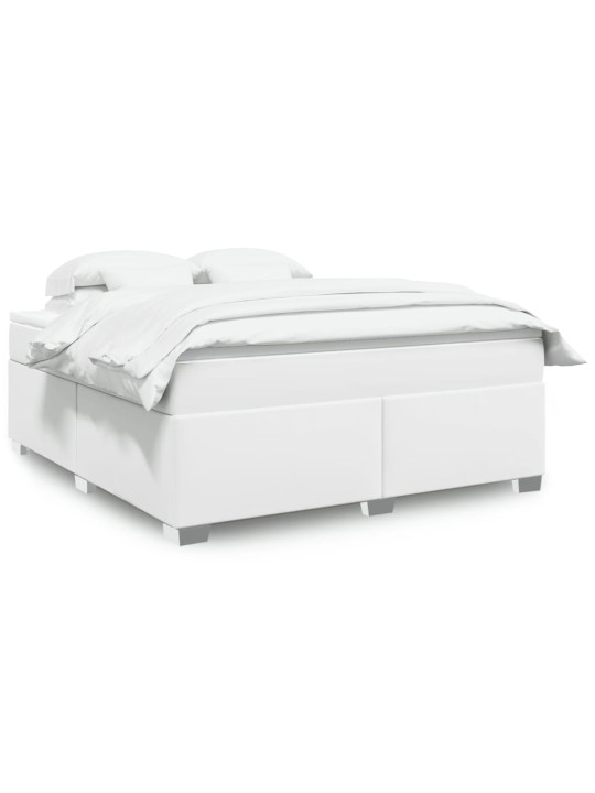 Box spring postel s matrací bílá 180x200 cm umělá kůže