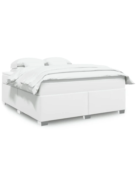 Box spring postel s matrací bílá 180x200 cm umělá kůže