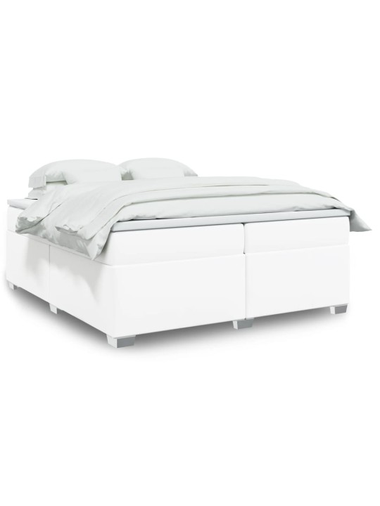 Box spring postel s matrací bílá 200x200 cm umělá kůže