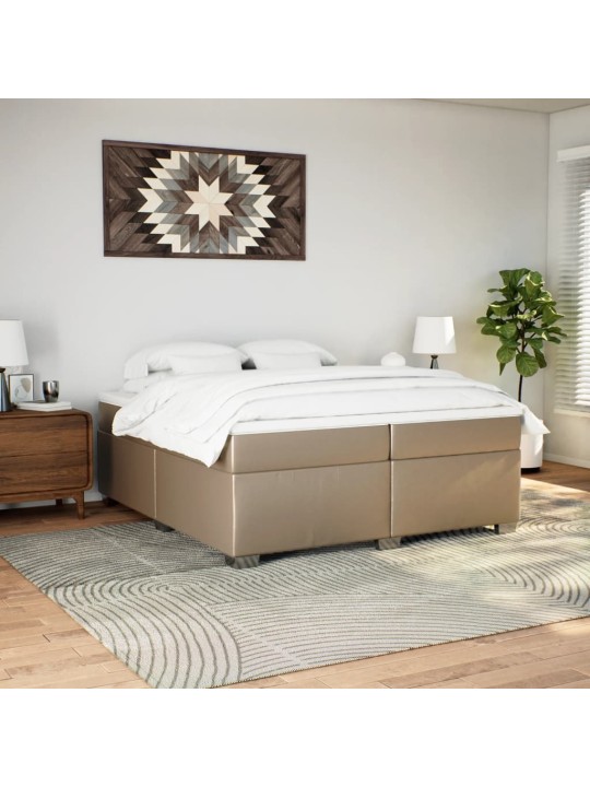 Box spring postel s matrací cappuccino 200 x 200 cm umělá kůže