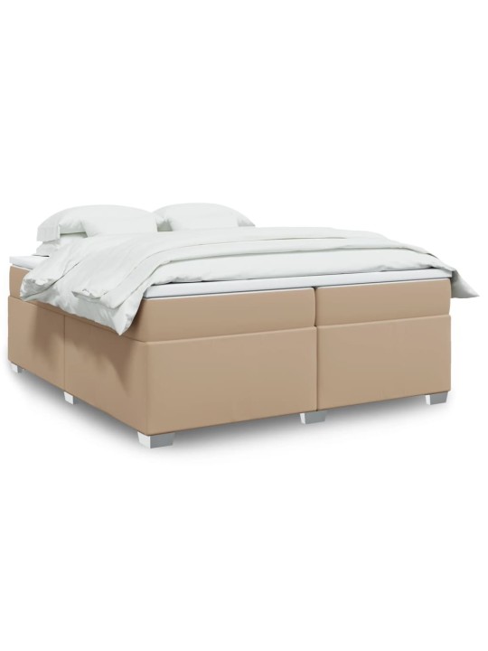 Box spring postel s matrací cappuccino 200 x 200 cm umělá kůže
