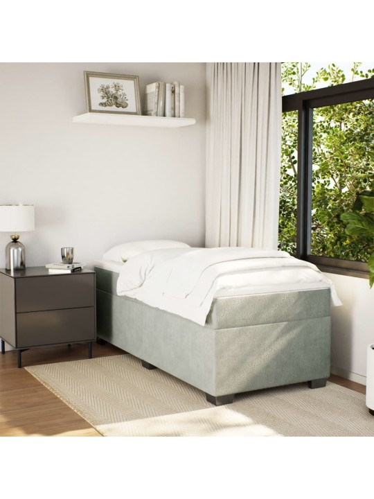 Box spring postel s matrací světle šedá 90x190 cm samet