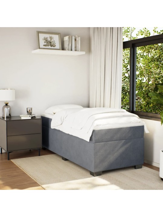 Box spring postel s matrací tmavě šedá 90x190 cm samet
