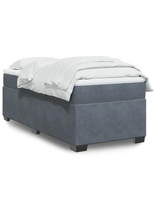 Box spring postel s matrací tmavě šedá 90x190 cm samet