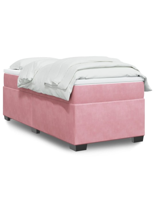 Box spring postel s matrací růžová 90x190 cm samet