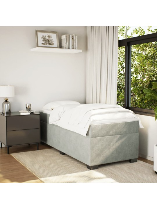 Box spring postel s matrací světle šedá 90x200 cm samet
