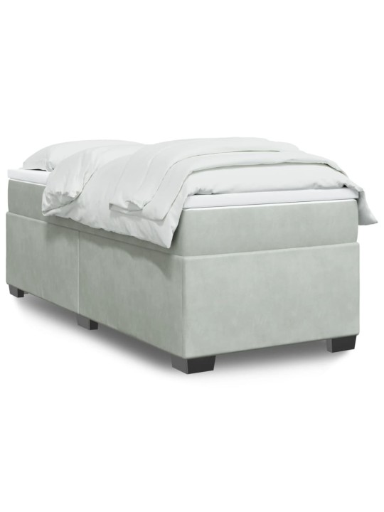 Box spring postel s matrací světle šedá 90x200 cm samet