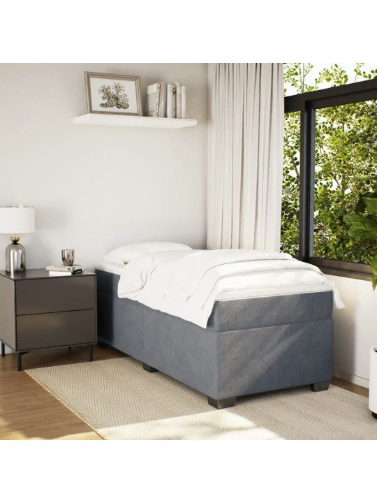 Box spring postel s matrací tmavě šedá 90x200 cm samet