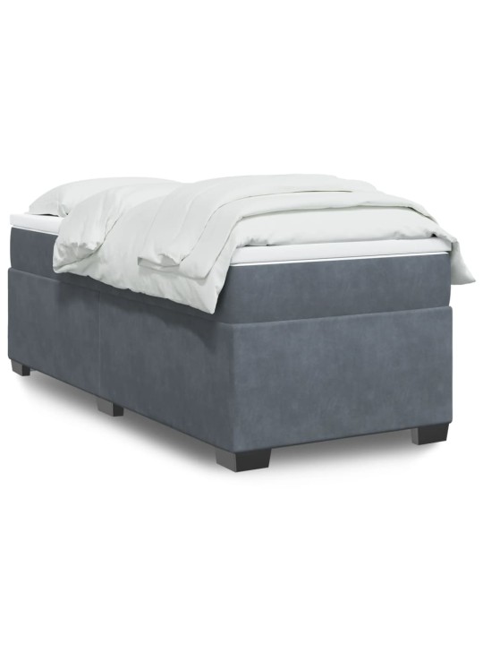 Box spring postel s matrací tmavě šedá 90x200 cm samet