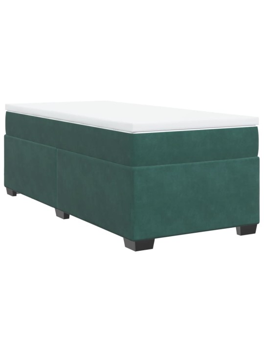 Box spring postel s matrací tmavě zelená 90x200 cm samet