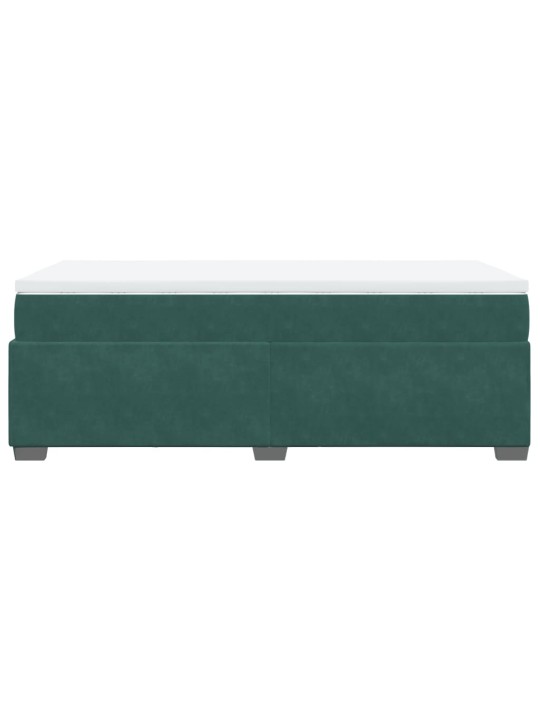 Box spring postel s matrací tmavě zelená 90x200 cm samet