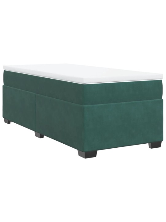 Box spring postel s matrací tmavě zelená 90x200 cm samet