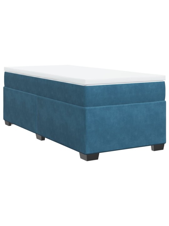 Box spring postel s matrací tmavě modrá 90x200 cm samet