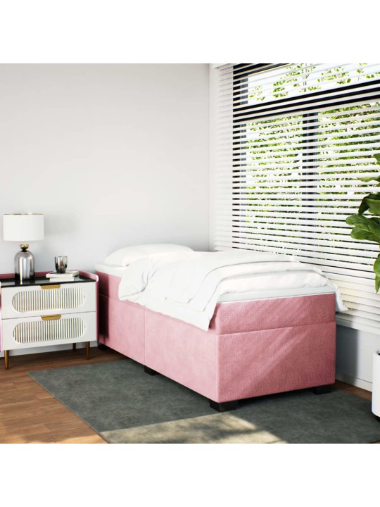 Box spring postel s matrací růžová 90x200 cm samet