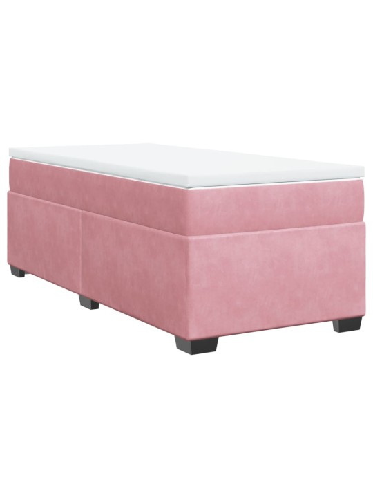 Box spring postel s matrací růžová 90x200 cm samet