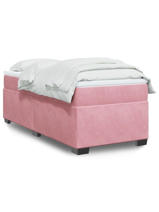 Box spring postel s matrací růžová 90x200 cm samet
