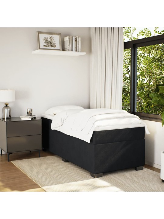 Box spring postel s matrací černá 100x200 cm samet