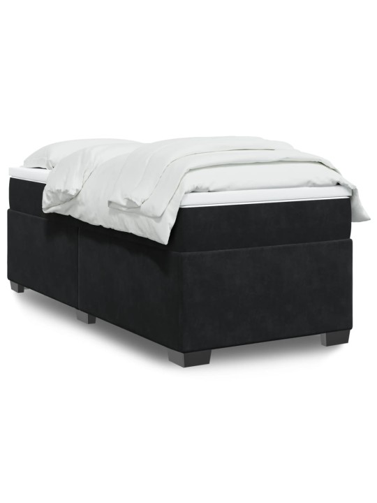 Box spring postel s matrací černá 100x200 cm samet