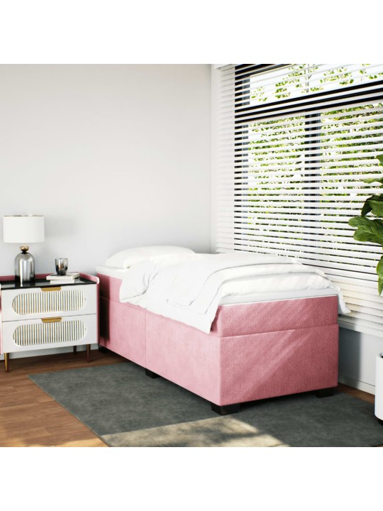 Box spring postel s matrací růžová 100x200 cm samet