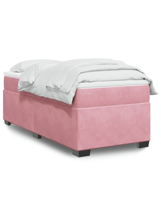 Box spring postel s matrací růžová 100x200 cm samet