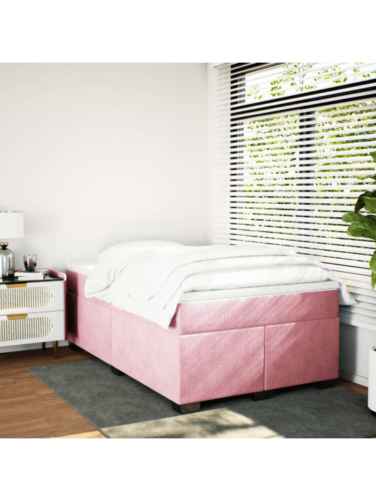 Box spring postel s matrací růžová 120 x 200 cm samet