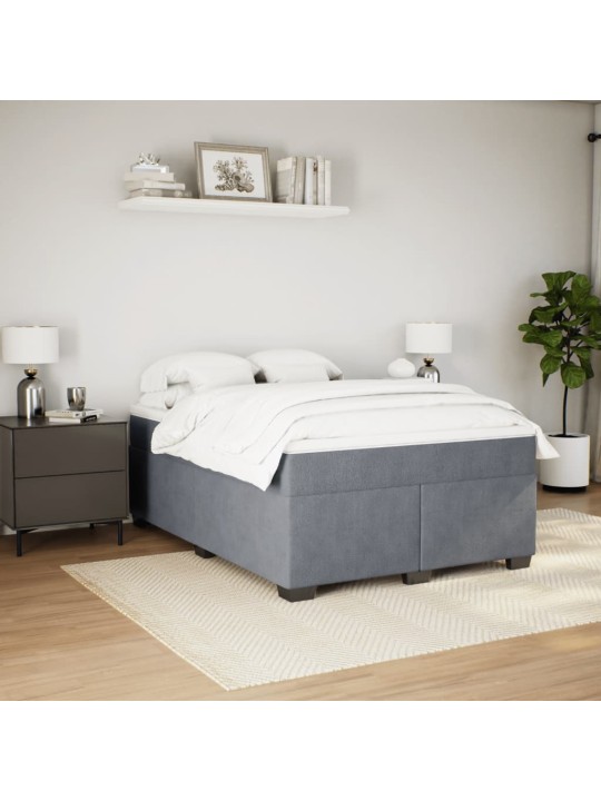 Box spring postel s matrací tmavě šedý 140 x 190 cm samet