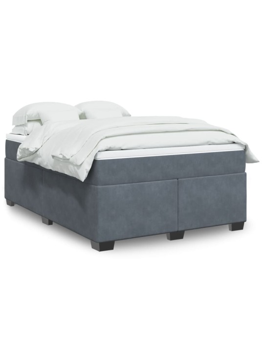 Box spring postel s matrací tmavě šedý 140 x 190 cm samet