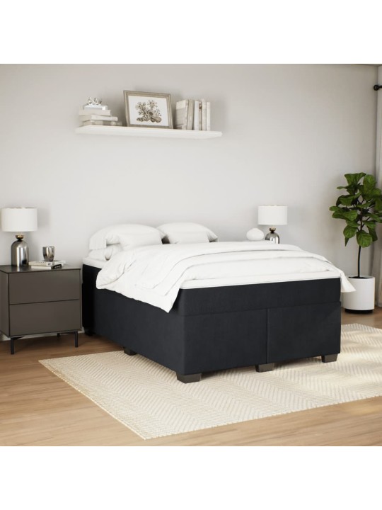 Box spring postel s matrací černá 140 x 190 cm samet