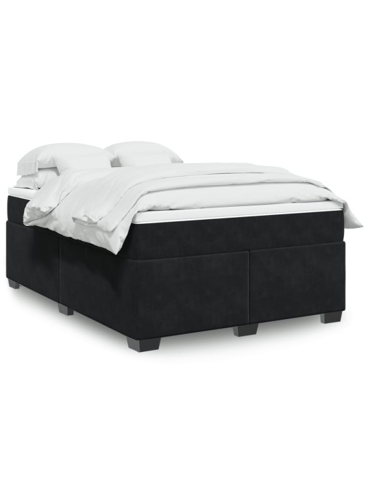 Box spring postel s matrací černá 140 x 190 cm samet