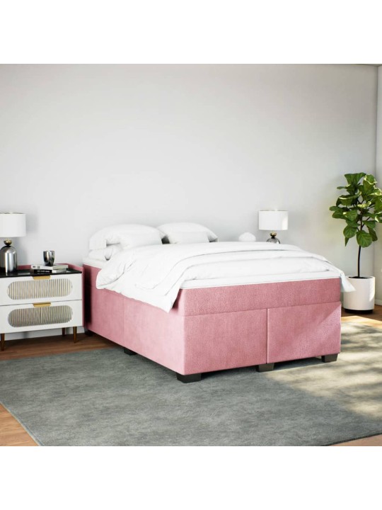 Box spring postel s matrací růžová 140x190 cm samet