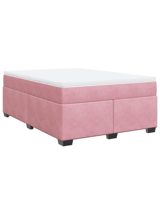 Box spring postel s matrací růžová 140x190 cm samet