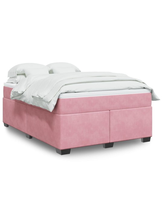 Box spring postel s matrací růžová 140x190 cm samet